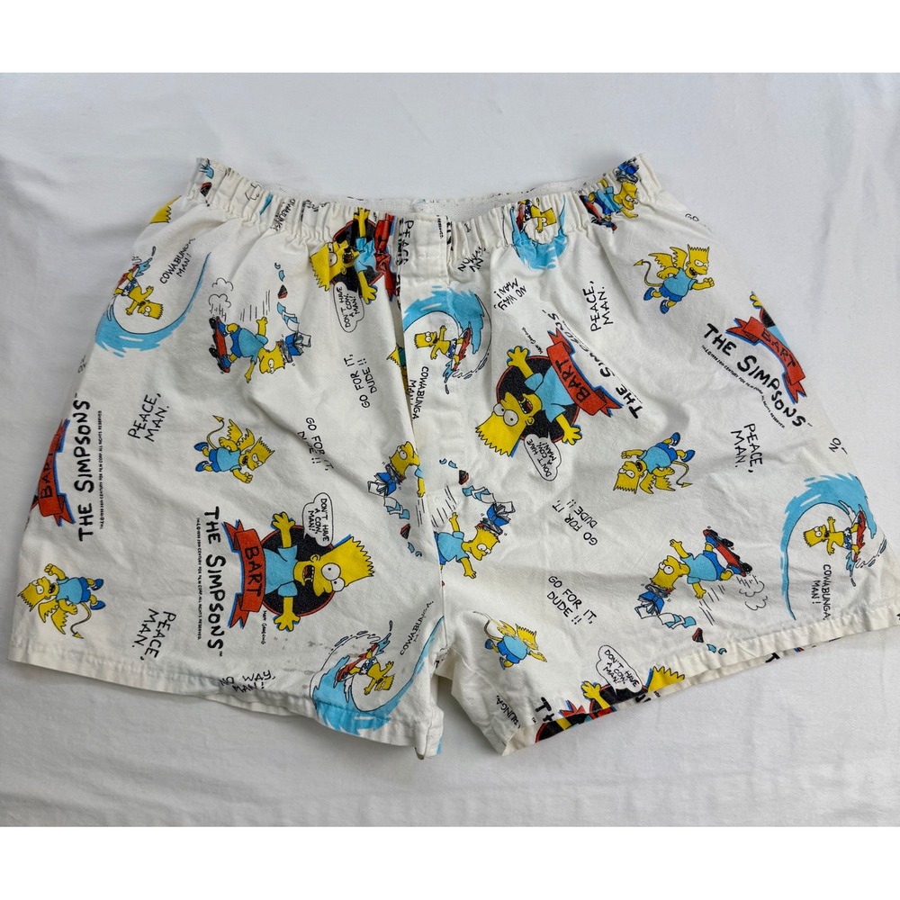Vintage 1990 The Simpsons Bart Simpson Boxer Shorts Boxer Rebellion White M/34